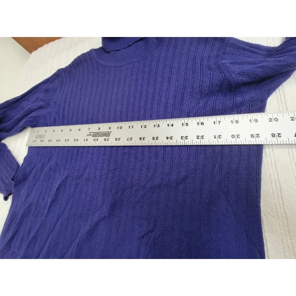 Talbots Womens Royal Blue Knit Turtleneck Sweater Small Lambswool Blend Pullover